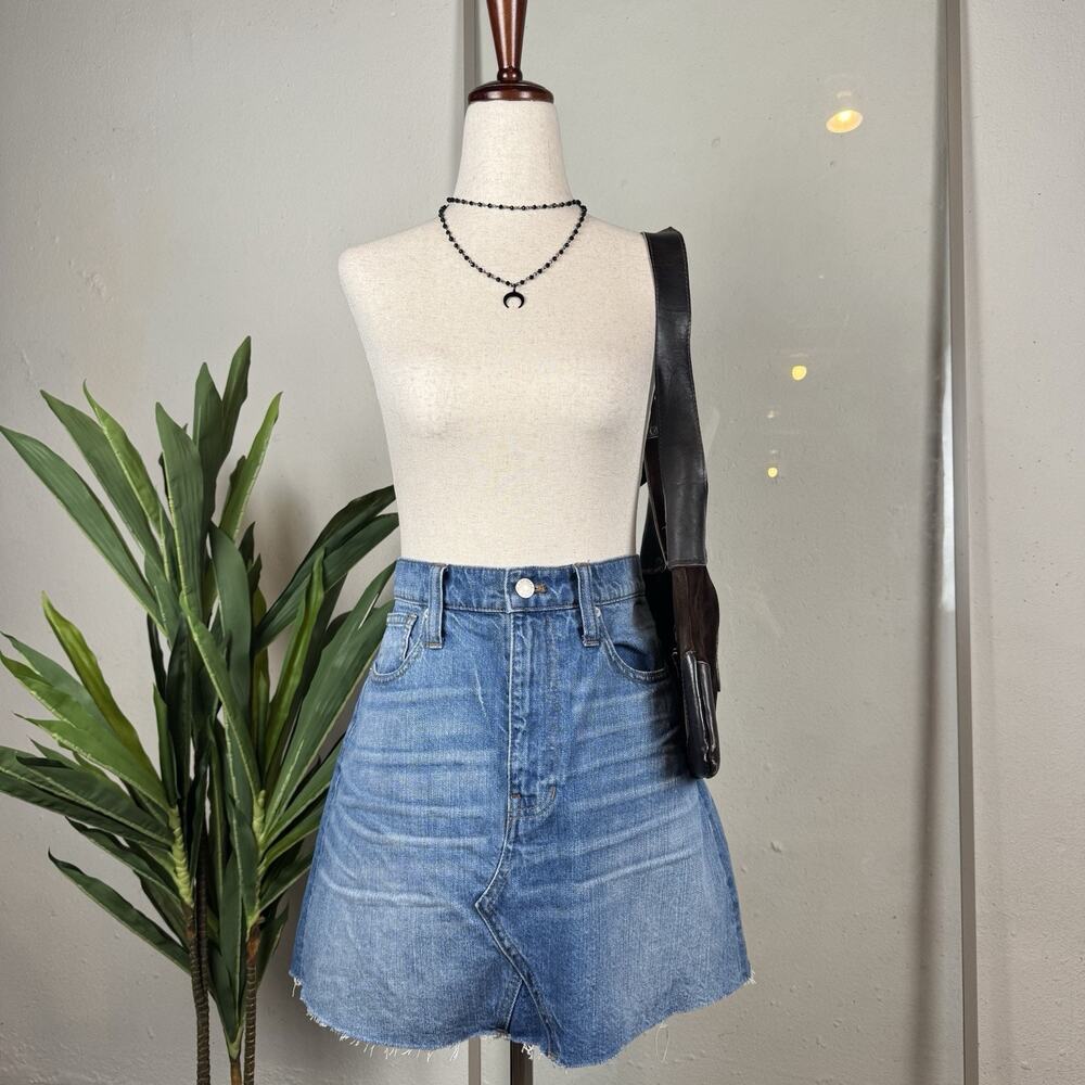 Y2K Girly Grunge Madewell Women's Size 27 Rigid Denim A-Line Mini Jean Skirt NWT